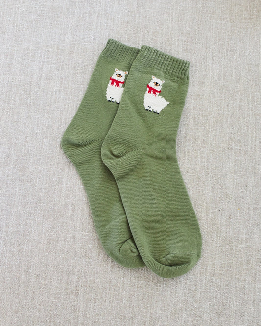 CHAUSSETTES LAMA VERT
