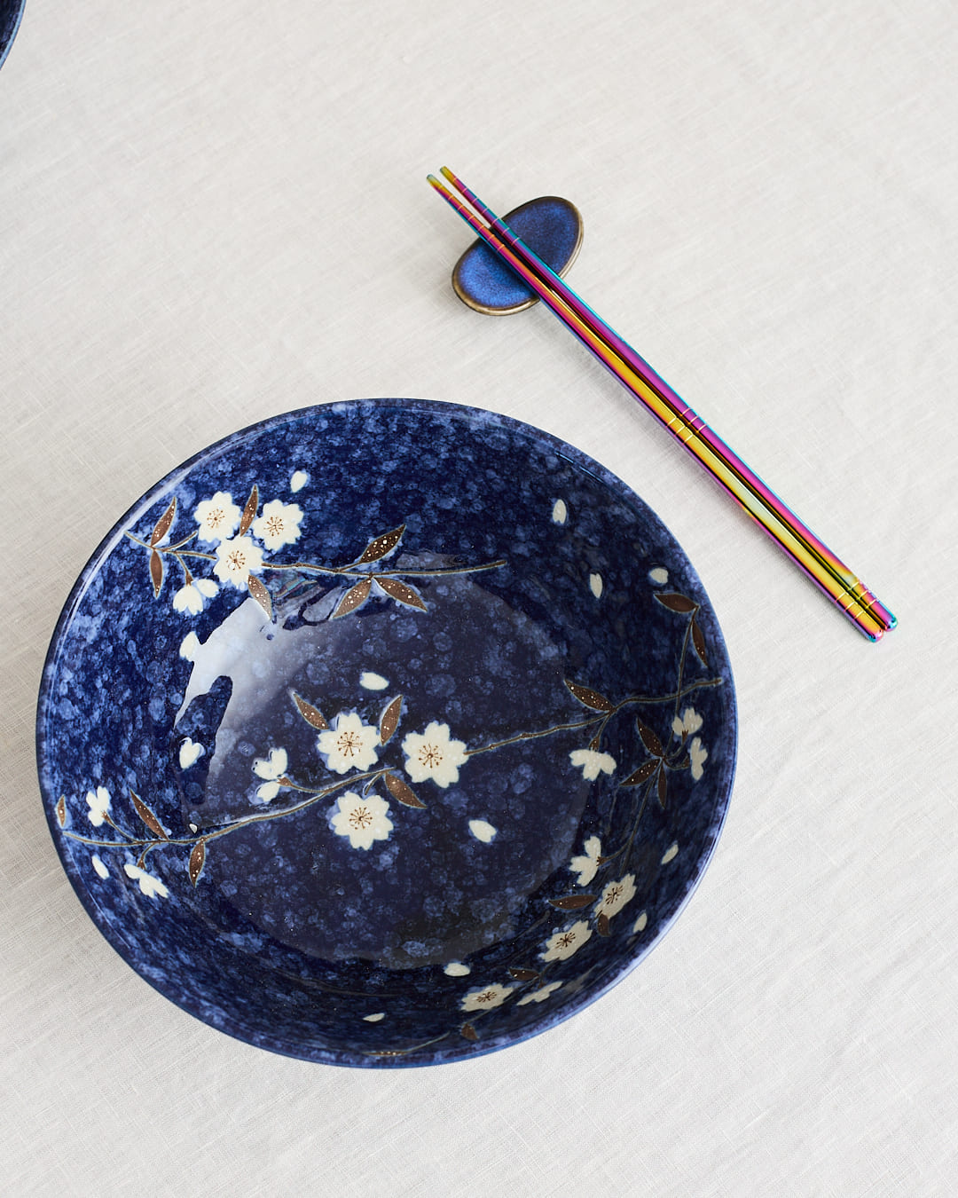 bol ramen bleu fleurs
