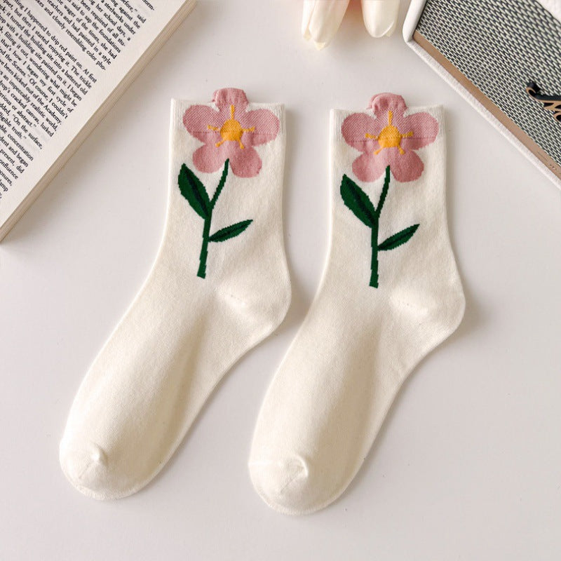 chaussettes fleur blanche