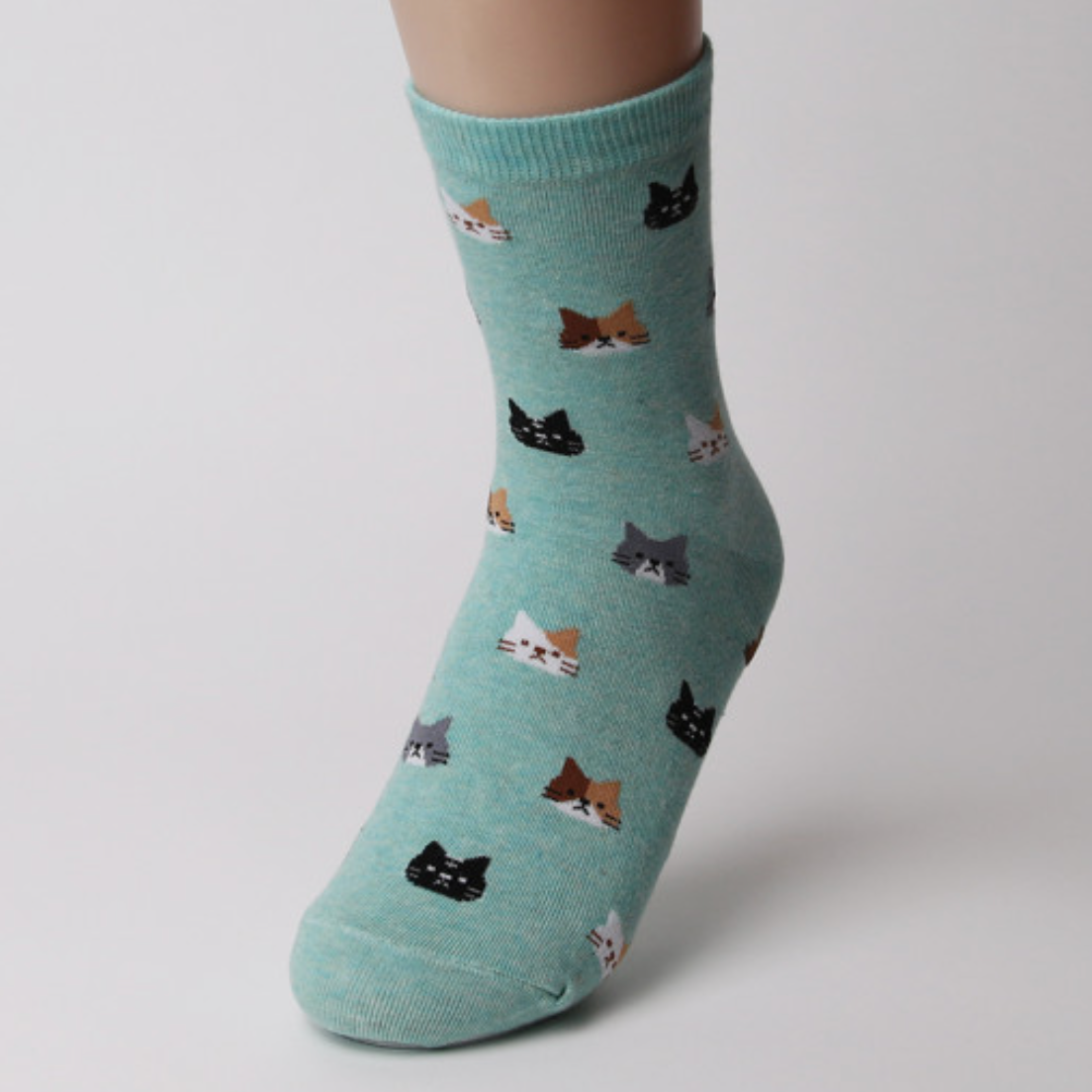 chaussettes hautes pour femme chat bleu turquoise - seoul station