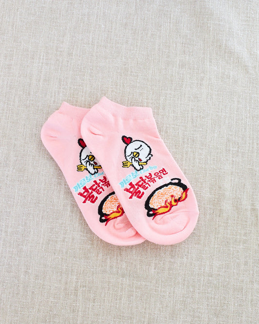 chaussettes courtes ramen rose