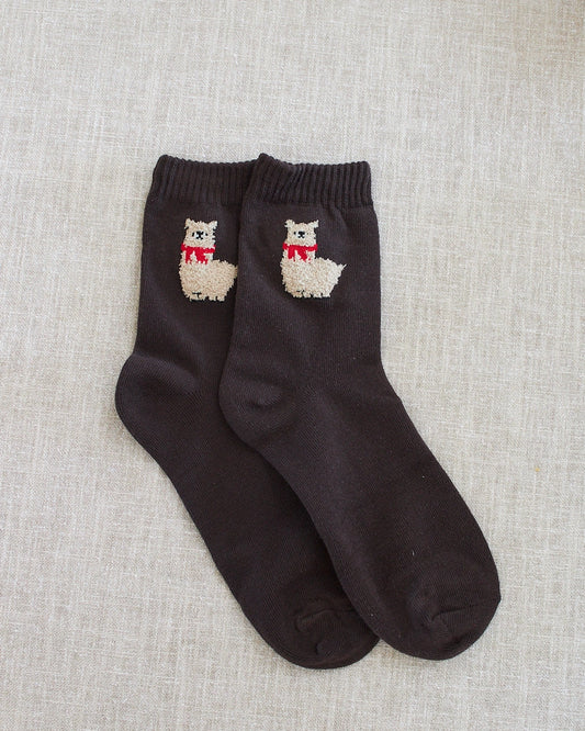 chaussettes lama marrron