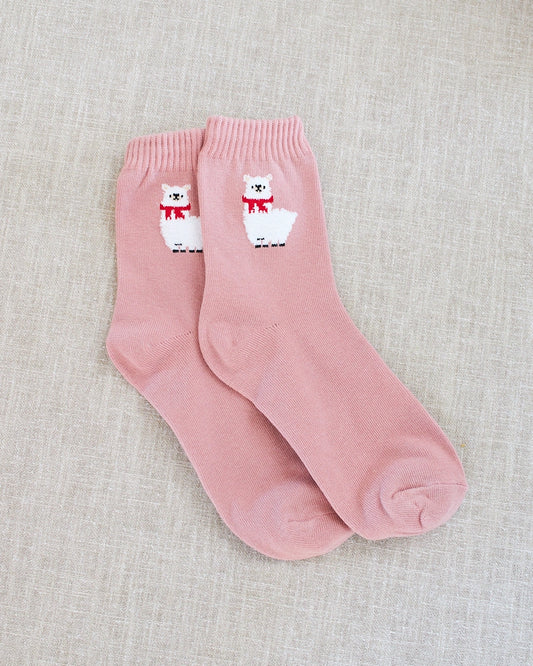 chaussettes lama rose