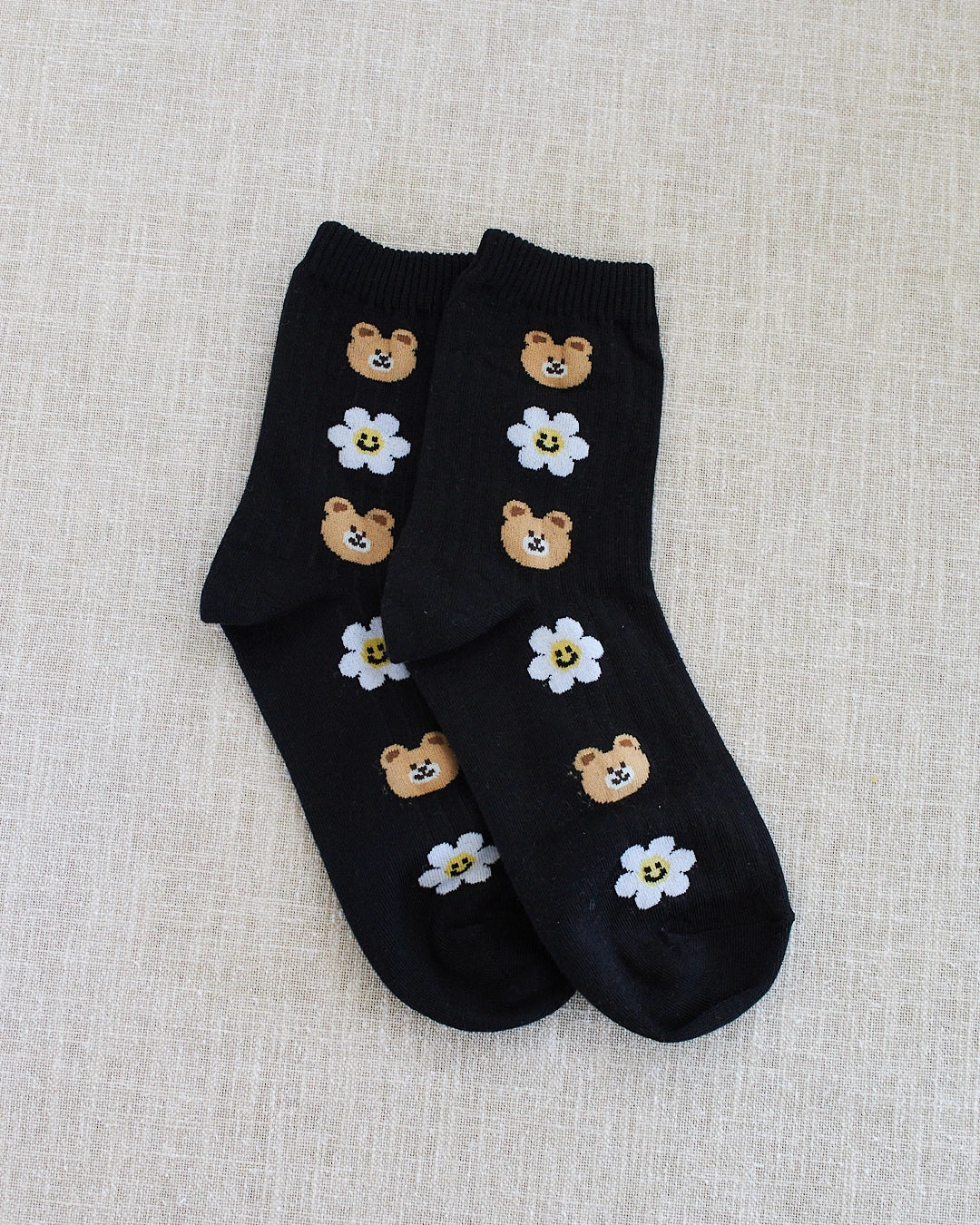 chaussettes ours marguerite marron foncé