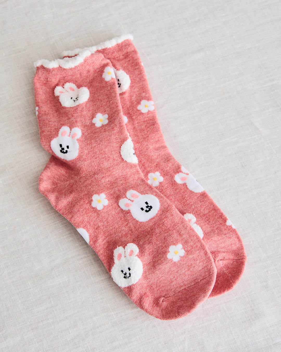 chaussettes seoul station lapin rose