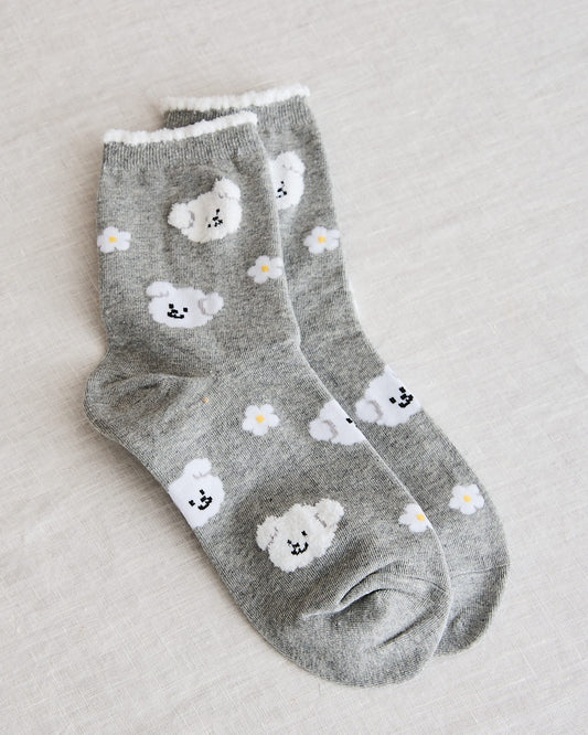chaussettes seoul station mouton blanc