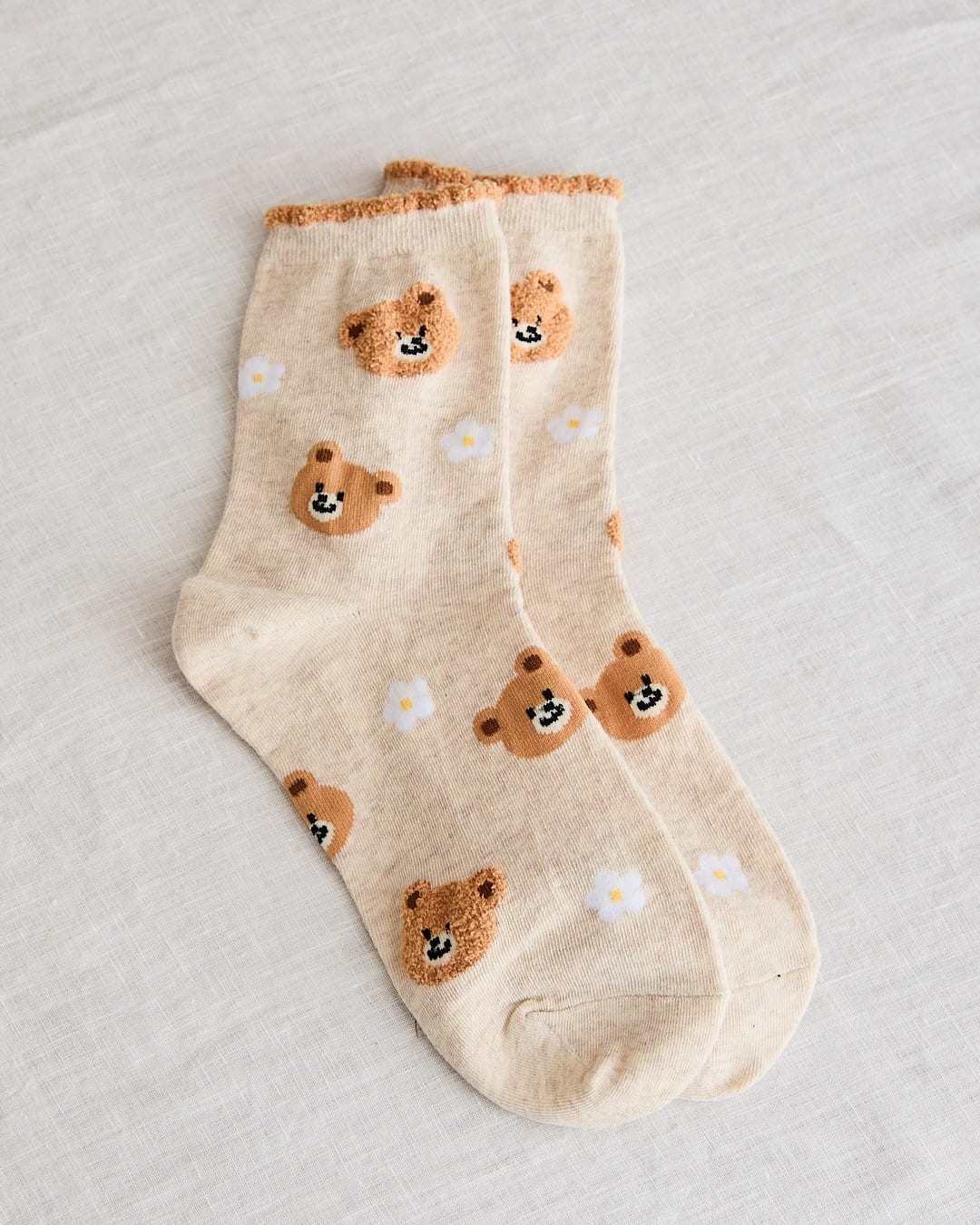 chaussettes seoul station ours beige