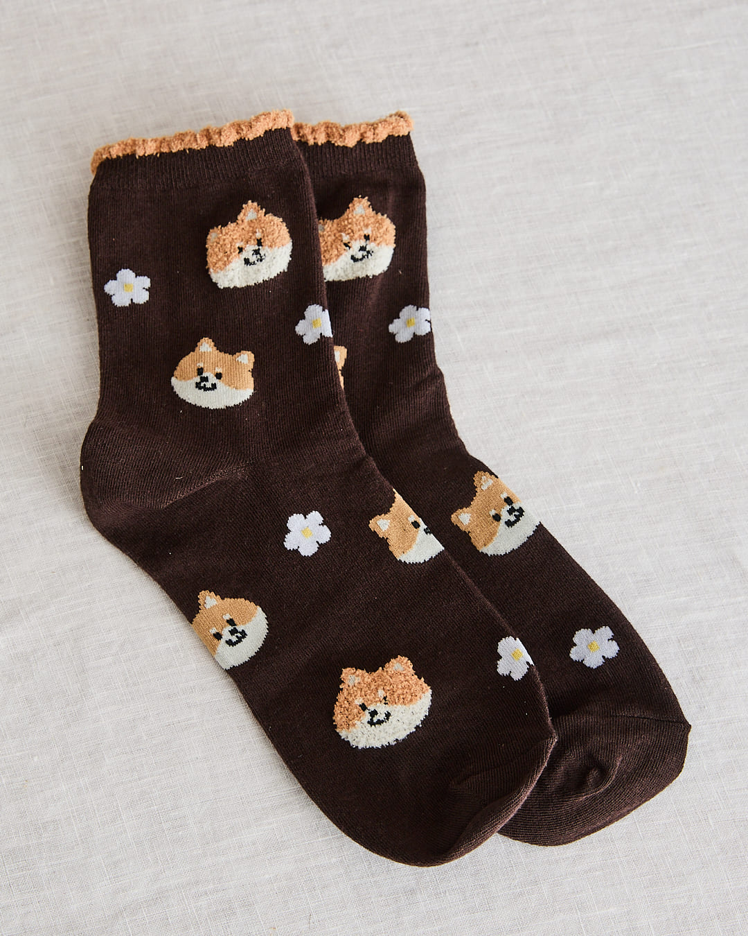 chaussettes seoul station shiba marron