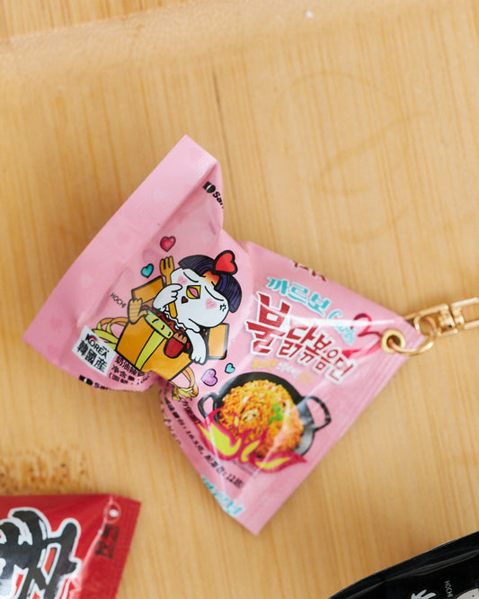 porte cles coreen ramen rose