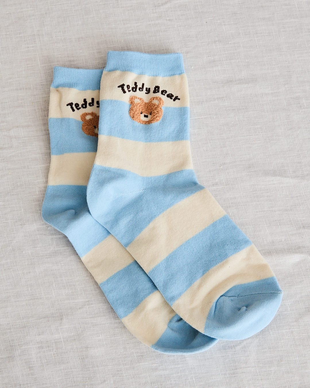 teddy bear chaussettes rayees bleu
